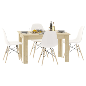 Stół kuchenny 110x70 Dąb Sonoma + 4 krzesła Skandynawskie Milano Białe